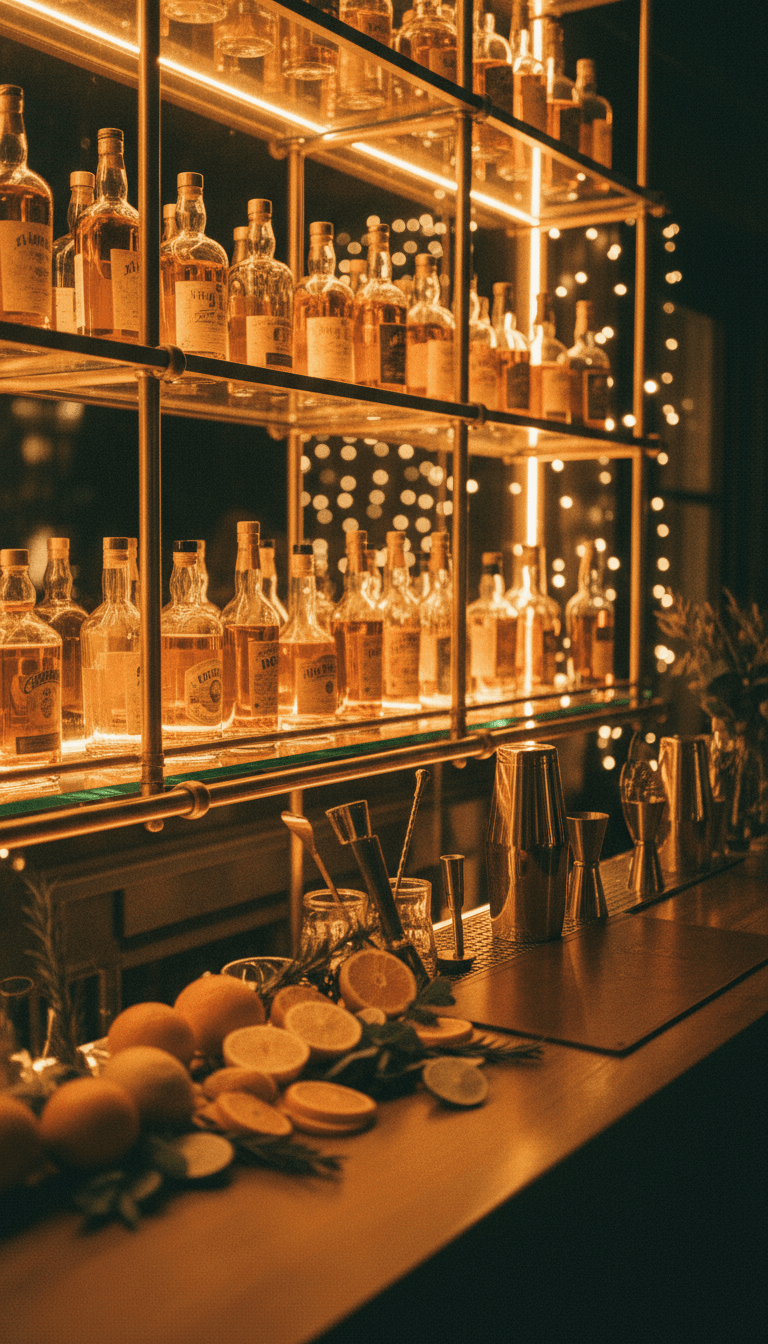 Close-up of a styled bar installation at a private event in Toronto